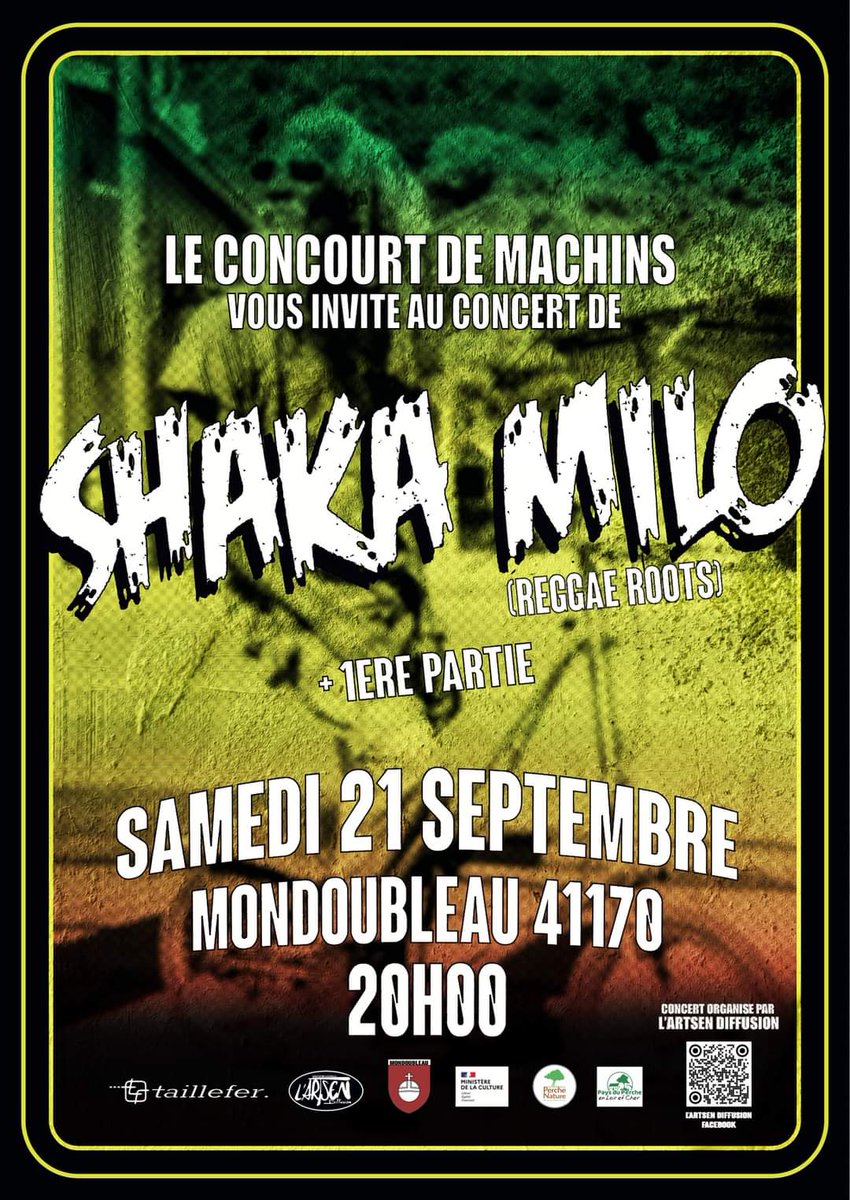 Soirée concert reggae à #mondoubleau ce soir SHAKA MILO #concert #Reggae