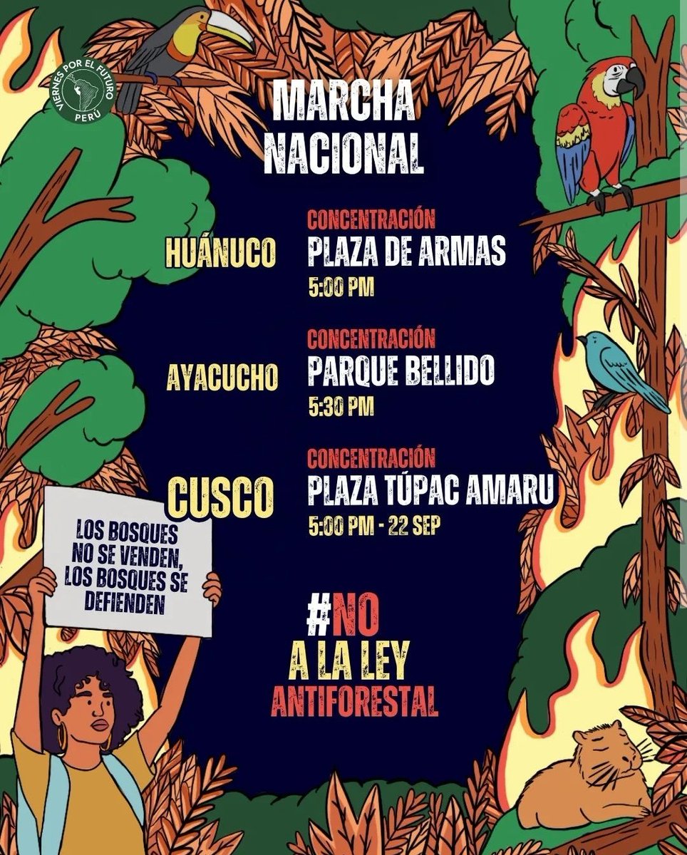 AlexFebrero_'s tweet image. Hoy hay marchas en diversas regiones del Perú. Aquí les dejo los flyers. Desde las 4 de la tarde 🌲🇵🇪.
#incendiosforestalesPerú 
#IncendiosForestales