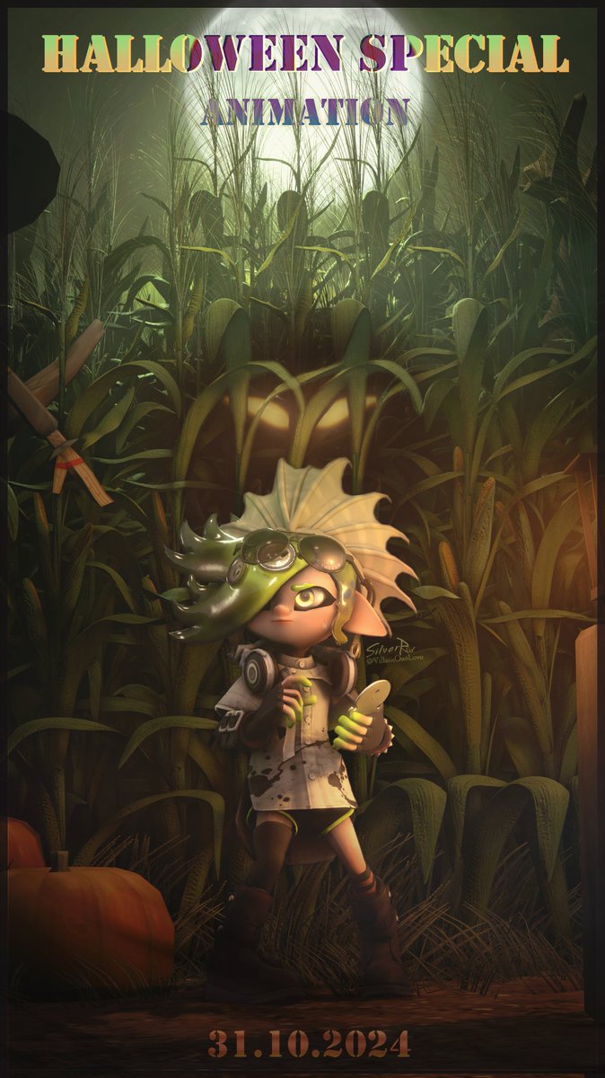 VillainOneLove's tweet photo. Halloween special poster 
(i know it's early, it's a preview poster kinda-) 
👀🍂🎞
#Splatoon3 #sfm https://t.co/Gr5pKoMnTL