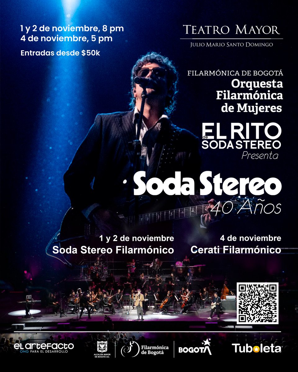 📢 | El Rito de Soda Stereo &amp; la Orquesta Filarmónica de Mujeres de la Orquesta Filarmónica de Bogotá presentan dos conciertos imperdibles

✅ Soda Stereo Filarmónico el 1 de noviembre
✅ Cerati Filarmónico el 4 de noviembre

<a href="/filarmonibogota/">Orquesta Filarmónica de Bogotá</a>  <a href="/teatromayor/">Teatro Mayor JMSD</a> <a href="/Tuboletaoficial/">Tuboleta</a>