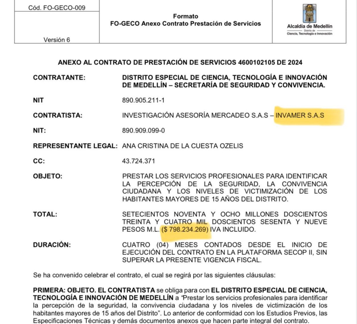AlejoToroAnt's tweet photo. La más reciente encuesta, que pone a Fico Gutierrez con más del 70% de favorabilidad, fue hecha por Invamer, propiedad del empresario Jorge Londoño de la Cuesta, quien salió de EPM luego del desastre de Hidroituango y de mentir al asegurar que dicha crisis fue causada por un desastre fortuito de la naturaleza. Duque inmediatamente lo nombró embajador en Canadá. La relación entre Londoño y Fico es personal, tanto así que incluso se habló de que sería su candidato a la gobernación.

El diario El Colombiano tampoco ahorra elogios para Fico desde que su inició su nuevo periodo (en su anterior alcaldía también le hacía llover halagos), como se puede observar en la gráfica, Fico le inyectaba ingentes recursos públicos a este periodico, cosa que Daniel Quintero no hizo y ya sabemos cómo esa empresa se embarcó en una oscura guerra mediática contra el alcalde (no son pocas las veces que han tenido que rectificar sus calumnias). El Colombiano es propiedad de Manuel Santiago Mejía, empresario que hace parte del GEA (Conglomerado económico que se ha beneficiado de la contratación pública de EPM, de la cual Mejía fue miembro de la junta directiva (en el mismo tiempo cuando Jorge Londoño era gerente), entrando así en conflicto de interés que tenía en estos negocios, entre los cuales existen señalamientos de detrimento patrimonial). Es además amigo íntimo de la familia Uribe Vélez, incluso fue socio de Santiago Uribe y hasta testigo a su favor por el caso de “Los 12 apóstoles”, caso que, valga recordar, está congelado en su etapa final (condena) desde hace ya 4 años.

Esta información es pública y la pueden comprobar googleando. Considero importante registrarla aquí con el fin de subrayar LA FALTA DE INDEPENDENCIA entre el sector empresarial privado (incluida la prensa -supuestamente independiente-, las encuestadoras) y lo público. Hay protuberantes y evidentes conflictos de interés que no le cuentan a la ciudadanía y así van creando narrativas mediáticas que solo favorecen al mismo puñado de poderosos de siempre. Así sucede a nivel local y así sucede a nivel nacional. Hilos del poder empresarial tan entrelazados con los hilos del poder mediático que no logran distinguirse, engrosándose y fortaleciéndose día a día. Esta es la historia de nuestra querida Colombia, el pueblo siempre excluido del manejo de sus propios asuntos mientras los poderosos decidiendo el destino de millones de personas.

Saquen sus propias conclusiones.