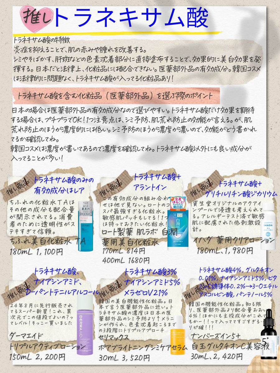 毎日の炎症サヨナラ。みずみずしい透明肌へ
ｾﾞｯｯﾀｲレベルのトラネキサム酸推し↓