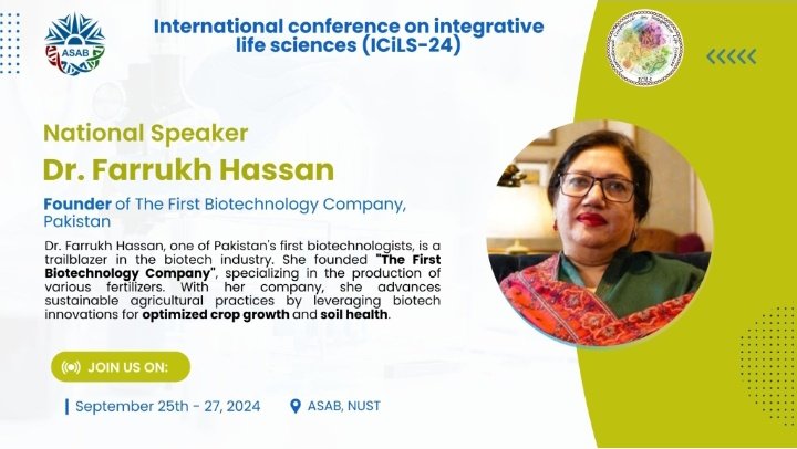SchoolAsab's tweet photo. Our national speaker from the Plant Sciences track, Dr. Farrukh Hassan CEO of The First Biotechnology Company, Pakistan, at ICiLS'24.

#NUST #ASAB #ICiLS2024 #Biotechnology #PlantSciences #AcademicTwitter https://t.co/UpryTl6H6B