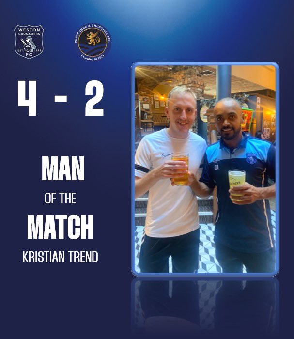 Weston Crusaders FC (@crusadersfc1979) on Twitter photo Signed on the Thursday, Man of The Match on Saturday, what a debut <a href="/KrisTrend9/">Kristian Trend</a> as Crusaders win 4-2
⚽️Ross Bowman
⚽️<a href="/samwhite153/">Sam White⚽️</a>
⚽️<a href="/ElliottSmith97/">Elliott</a>
⚽️ Rhys Morgan Signed on the Thursday, Man of The Match on Saturday, what a debut <a href="/KrisTrend9/">Kristian Trend</a> as Crusaders win 4-2
⚽️Ross Bowman
⚽️<a href="/samwhite153/">Sam White⚽️</a>
⚽️<a href="/ElliottSmith97/">Elliott</a>
⚽️ Rhys Morgan