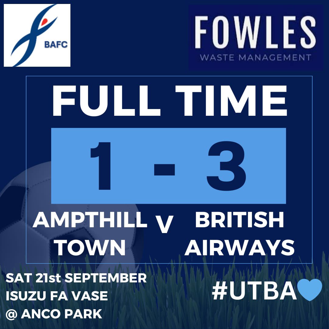 Massive team performance from the lads today! 

<a href="/ampthillfc/">Ampthill Town FC</a> 1 - 3 BA 

Boys were unreal today and gave everything! 

Big mistake from our keeper which made it a nervous 🤦🏻‍♂️