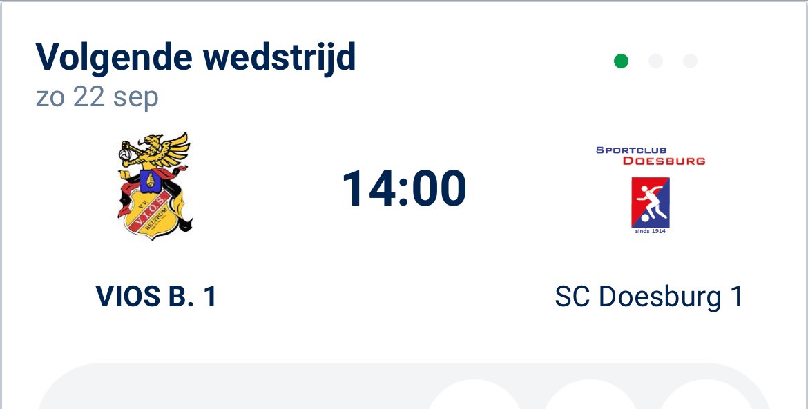 Morgenmiddag is het zover! De eerste competitiewedstrijd voor VIOS Beltrum 1 staat op het programma. Thuis nemen we het op tegen <a href="/SC_DOESBURG/">SPORTCLUB DOESBURG</a> Kom ons aanmoedigen en steun het team van <a href="/ferhatozerdogan/">Ferhat Ozerdogan</a>