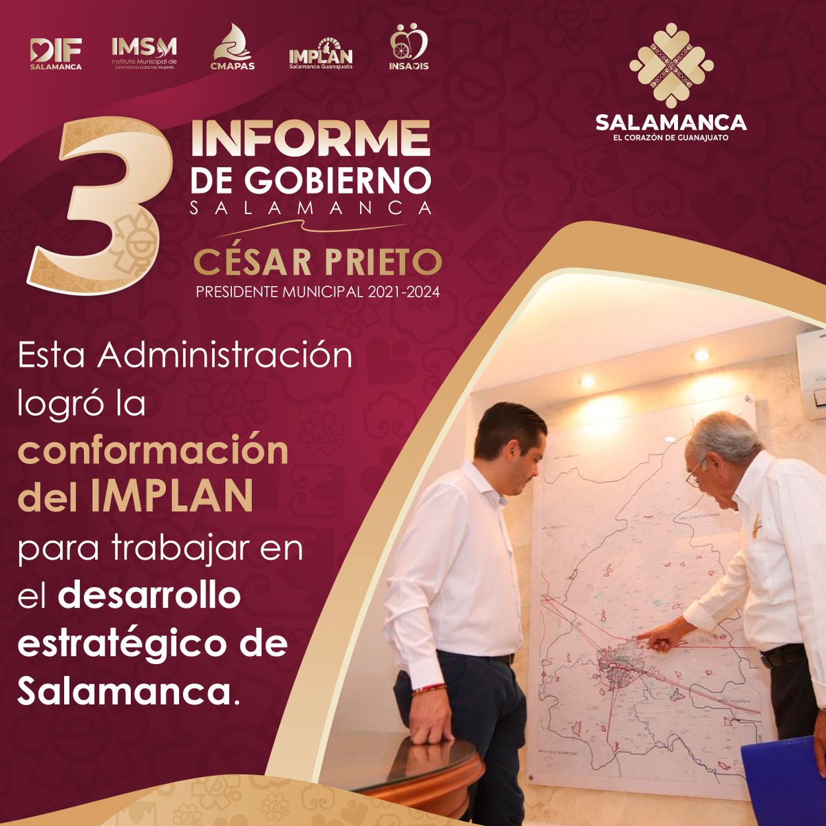 ImplanSalamanca's tweet photo. 3er. Informe de Gobierno César Prieto.

#AccionesQueTransformanSalamanca
#PlanearParaTransformarSalamanca https://t.co/G3I4xr8N3C