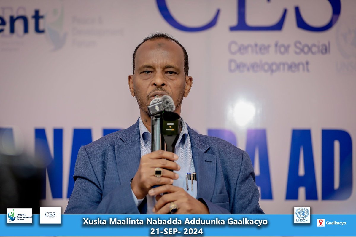 PDFSomalia's tweet photo. Minsters, Governors, Members of Parliament, and Mayors from both Puntland and Galmudug attended the World Peace Day commemoration in Galkacyo. Their presence highlights the commitment to unity and lasting peace in the region. 
Organized by @pdfsomalia and supported by @UNSomalia https://t.co/b4hfN6xIk6