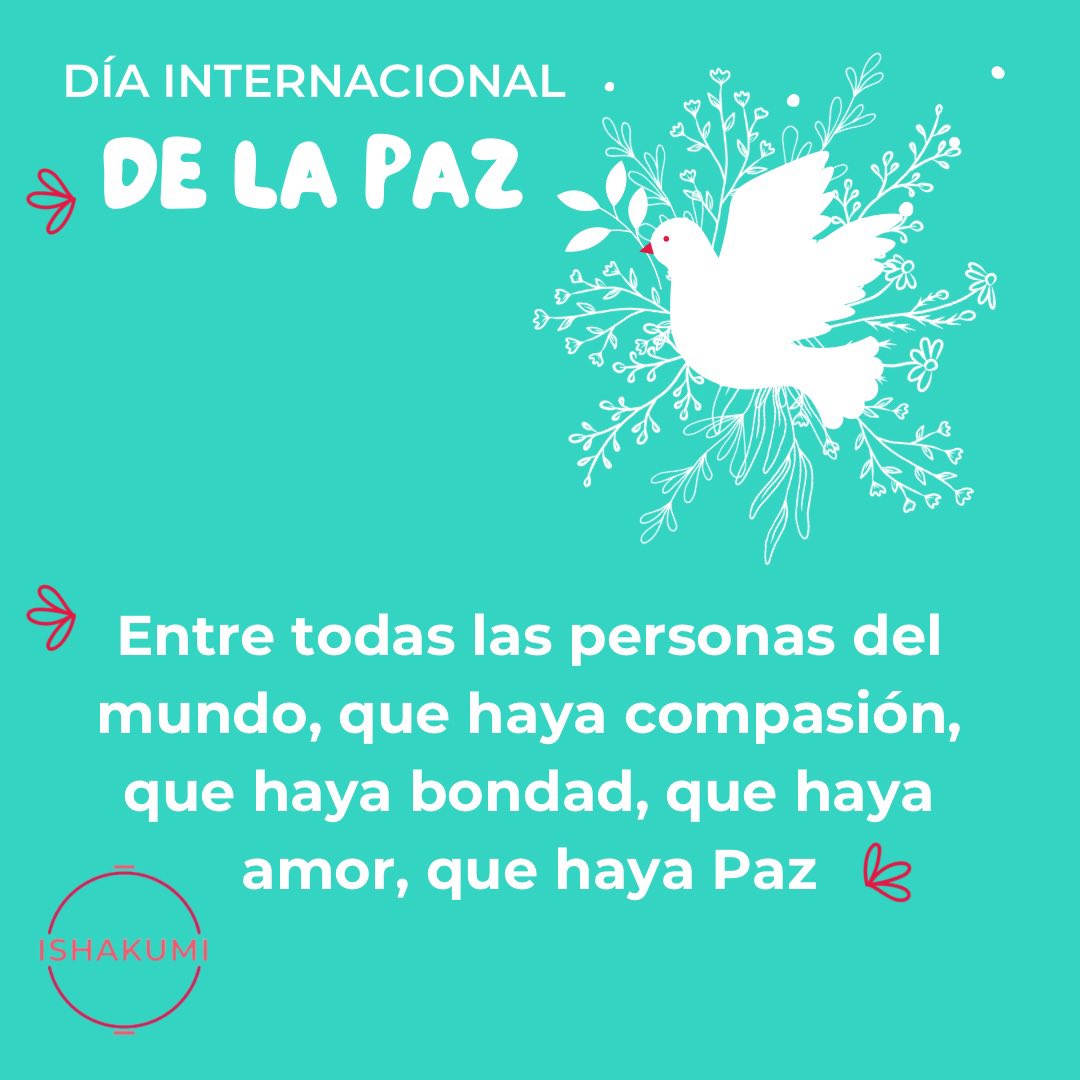 ishakumi's tweet photo. En el día Internacional de la Paz, ELIGE LA PAZ!
Encuentra tu paz, da paz a los que están cerca de ti, SE PAZ!
¿Que te llena de paz?
Comienzo yo:
Ver a mis hijos sonreír
Saber que mi familia está feliz y sana Escuchar música
Escribir
Compartir con mis amigos
Generarme momentos de silencio Tiempo en la naturaleza
Poder ayudar, dar, compartir
Meditar, hacer yoga
Y podría seguir...
¿Y a ti que te llena de paz, como compartes tu paz?
Comparte!
nos vemos el próximo martes 24 de septiembre
"Caminando la Paz" en Instagram https://t.co/N7BhUmnk1P
#DiaInternacionalDeLaPaz #Paz #peace #InternationalPeaceDay