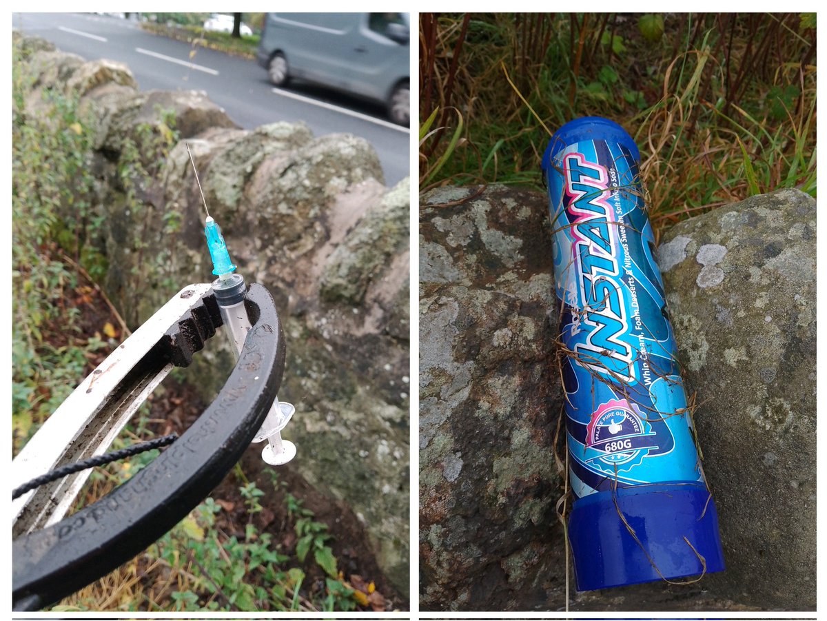 EdinburghPicker's tweet photo. Sorry - I kinda forgot about #WorldCleanUp Day! 🫢
Tried to make up for it today 👇🏻

How do we get people NOT to dump #litter over this wall into the nature reserve?!

Syringe, nitrous oxide, alcohol, car parts - you name it, Clermiston Road North's got it... unfortunately 🫤 https://t.co/fbQCe5wv8S