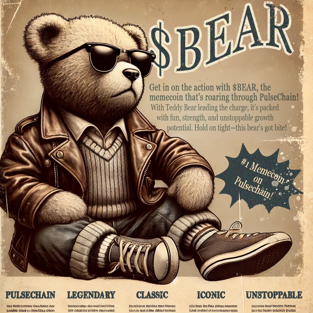 brainteaseart's tweet photo. Get in on the action with $BEAR โ the #memecoin that's all class and power! ๐ With @TeddyBearPRC20 leading the charge, youโre in for something legendary on #PulseChain. Donโt miss out on this unstoppable force!๐#CryptoClassic #PulseChainPower #LegendaryBear #TeddyBear https://t.co/SxjMZiDo3C