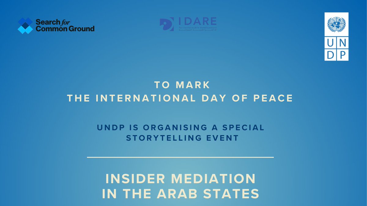 UNDPJordan's tweet photo. UNDP announces special event to highlight the positive impact of regional Insider Mediators on #InternationalPeaceDay2024.

Read the full article: https://t.co/NnUFx15Eut https://t.co/hv4wbmzGnN