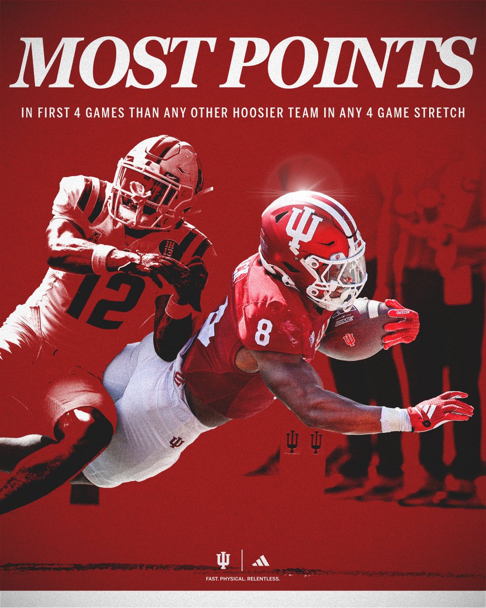 IndianaFootball's tweet photo. 2️⃣0️⃣2️⃣ on the board in four weeks. 

The first FBS program to cross 200 this season. https://t.co/iAslrtMd8n