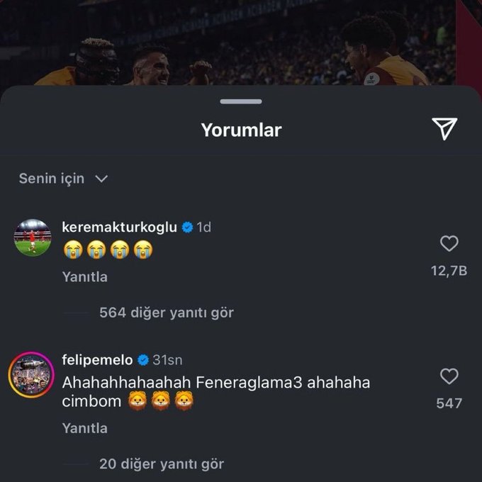 Kerem Aktürkoğlu ve Felipe Melo'dan derbi paylaşımı geldi!