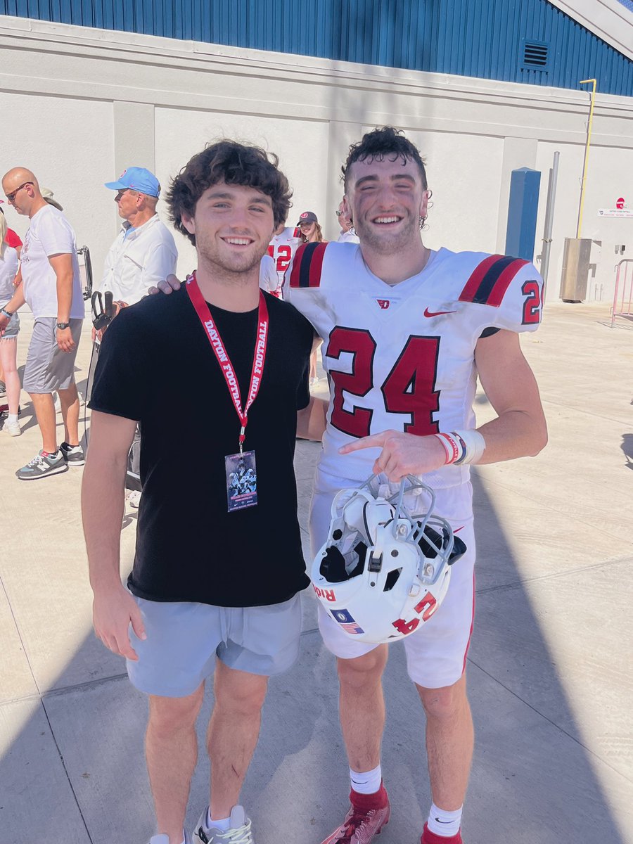 Had a great time at <a href="/DaytonFootball/">Dayton Football</a> today. Thank you for having me! <a href="/CoachCos16/">Sam Costantino</a> <a href="/CoachHawkinss/">Zion Hawkins</a> <a href="/CoachWhalen59/">Greg Whalen</a> <a href="/CoachOrts/">Mike Orts</a> <a href="/DominicVrbancic/">Dominic Vrbancic</a>