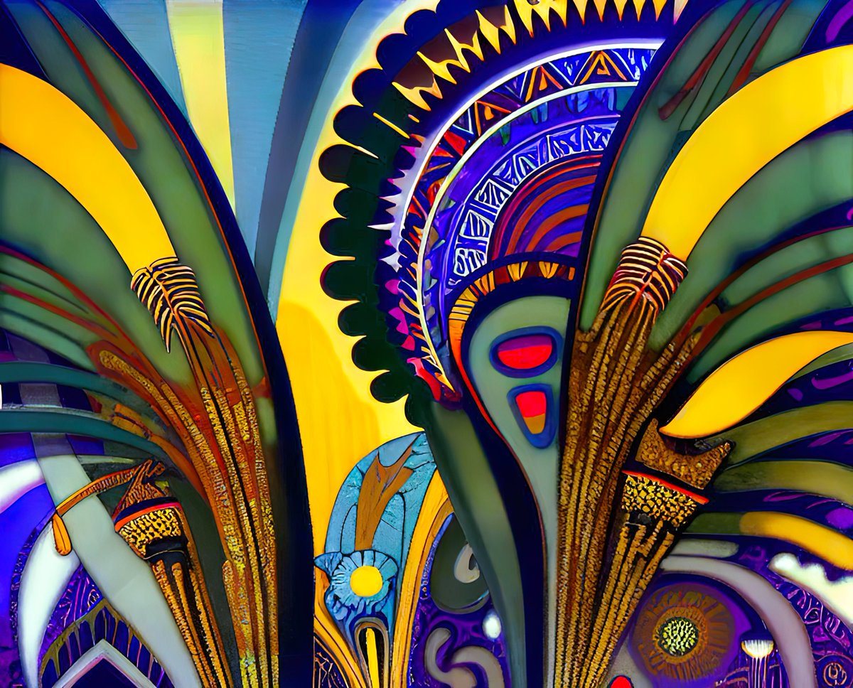 xalieri's tweet photo. ABSTRACT DESIGN BREAK, set 14, 3 of 3
#PreColonial #BreakFromPaisley #FlatArt #Psychedelia #Psychedelic #Psychedelia #SomeSquintingOK #WeirdArt #PsychologicalLandscape #ImSureItMustMeanSomething
#DarkArts #DigitalArt #AIAssistedArt #AIArt #WomboDream #StableDiffusion https://t.co/Ec0ZKxW2FK