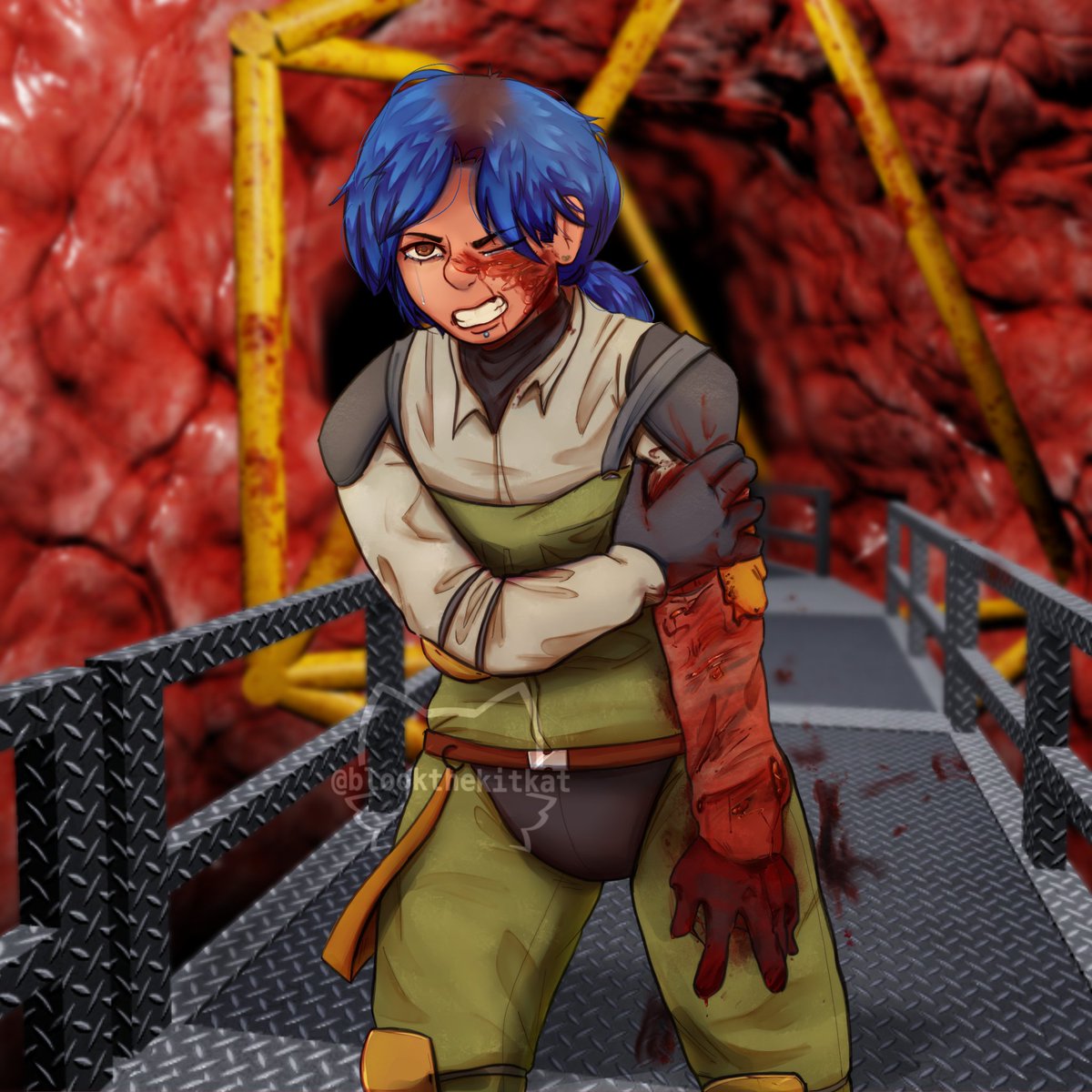 blookthekitkat's tweet photo. CW// Blood/Bodily harm
The pit gives no mercy.
Redraw of my #mysteryfleshpitnationalpark art from a year ago. #mysteryfleshpit #mfpnp #horrorarg https://t.co/puIpbZNSrl