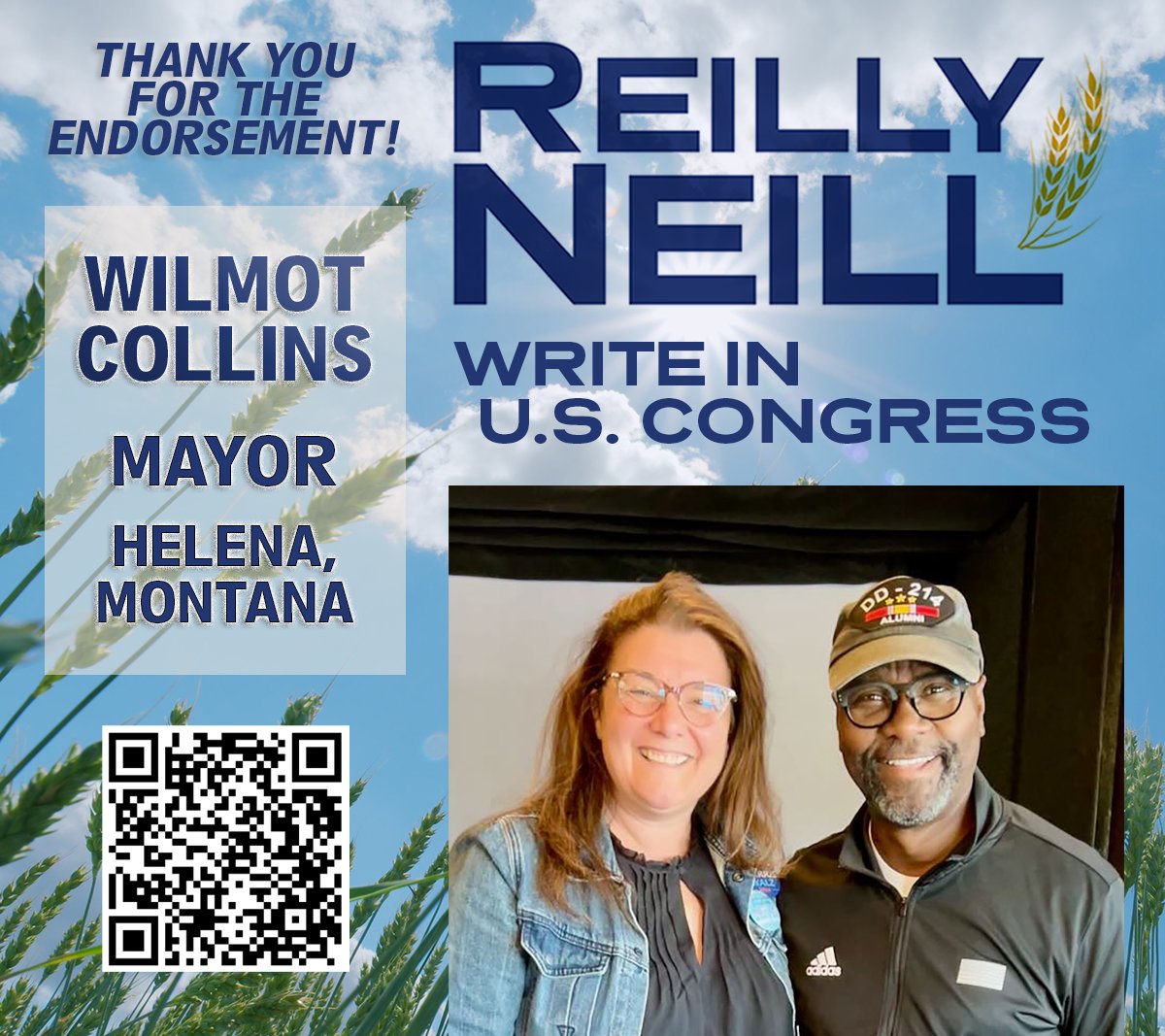 Reilly Neill (@reilly2020) on Twitter photo Thank you <a href="/CollinsWilmot/">Wilmot Collins</a> for your endorsement of my campaign for U.S. Congress. You continue to serve #Montana and Helena with dedication and distinction. We are lucky to have such a committed public servant working hard for our state! #TrueBlue for #MT02 #WriteInReilly Thank you <a href="/CollinsWilmot/">Wilmot Collins</a> for your endorsement of my campaign for U.S. Congress. You continue to serve #Montana and Helena with dedication and distinction. We are lucky to have such a committed public servant working hard for our state! #TrueBlue for #MT02 #WriteInReilly