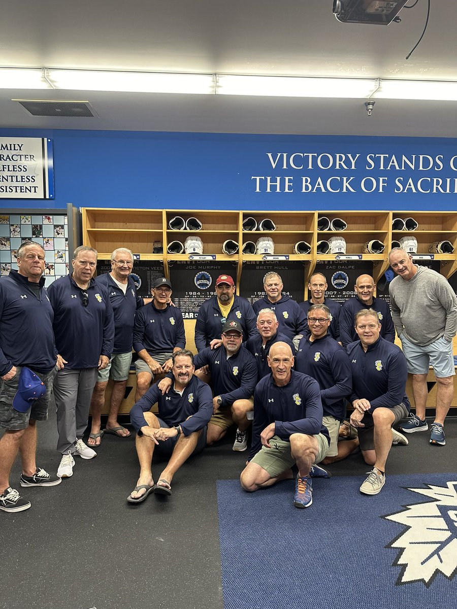 The 1984-85 Penticton Knights, BCHL champions, are in Penticton for a reunion and took time today to stop at the rink. Welcome back, alumni!