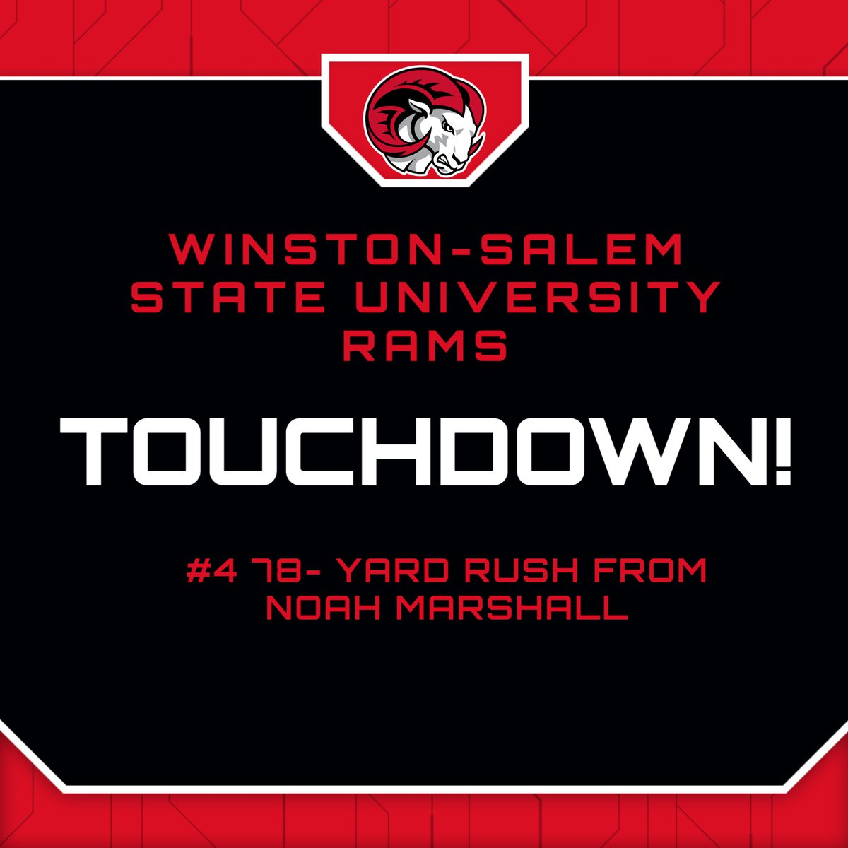 FB: Noah Marshall with a 78-yard run to give the Rams a TOUCHDOWN, two-point conversion no good, Rams trail 12-14