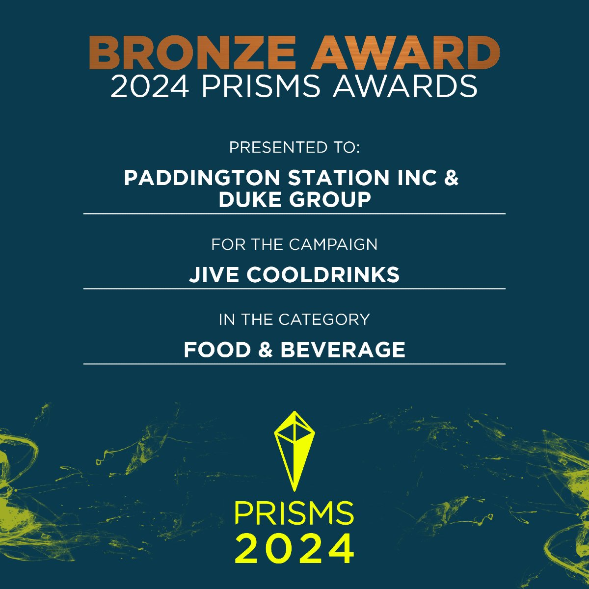 Congratulations to our PRISMS 2024 Food &amp; Beverage category winners!

Silver: Time Out Market Cape Town Launch - The Friday Street Club
Bronze: Burger King - #Budget Speech - Grey Advertising Africa
Bronze: Jive Cooldrinks - Paddington Station Inc &amp; Duke Group

#PRISMS2024