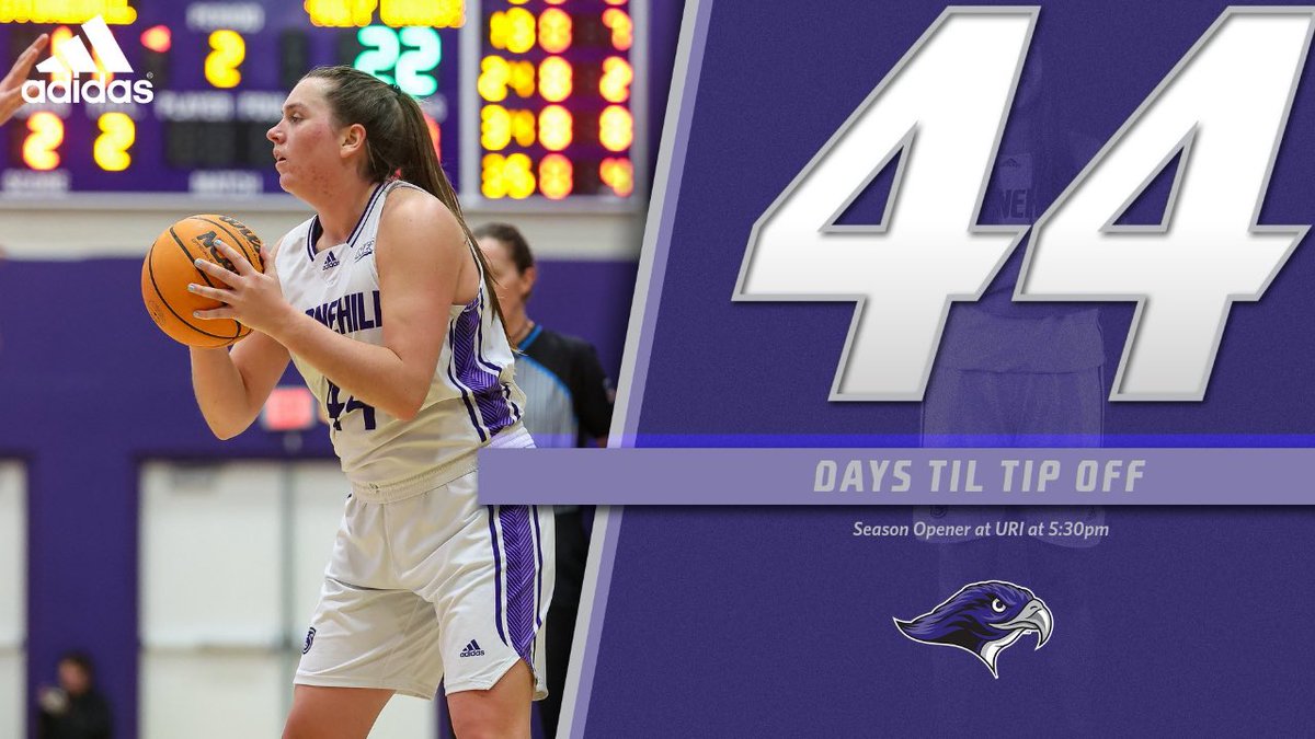 44 days until our season opener at URI featuring our senior captain Mo 💜 #countdowntotipoff