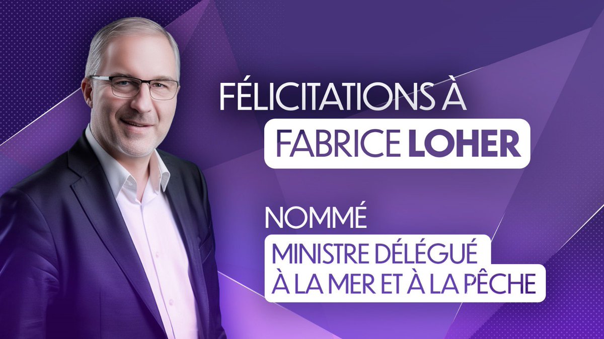 Félicitations à <a href="/FabriceLoher/">Fabrice Loher</a>, nommé Ministre délégué à la Mer et à la Pêche. Son expérience et son engagement sans faille pour préserver la pêche bretonne et française seront des atouts considérables.