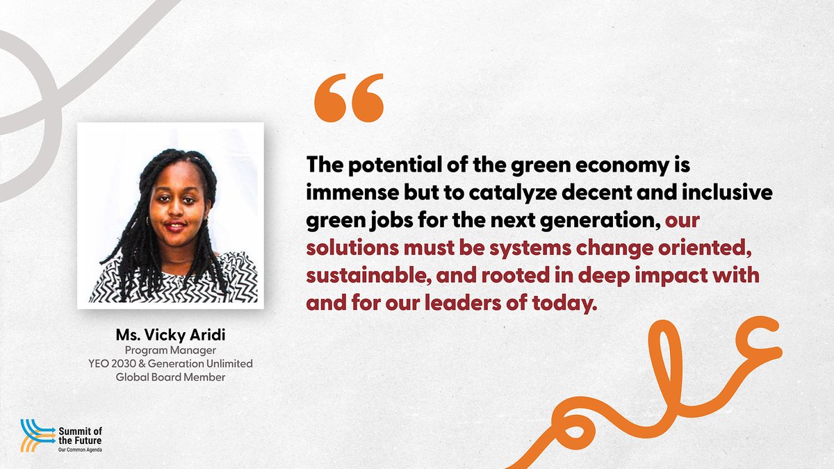 Education Above All Foundation (@eaa_foundation) on Twitter photo <a href="/GenUnlimited_/">Generation Unlimited</a> <a href="/AmadouHott/">Amadou Hott</a> Ms. <a href="/AridiVicky/">Vicky Aridi</a>, Program Manager at <a href="/YouthEconOpps/">Youth Economic Opportunities</a> and Global Board Member of <a href="/GenUnlimited_/">Generation Unlimited</a>, highlighted the challenges young people face in acquiring green skills.
She pointed out that the primary barrier is the lack of available jobs and clarity on which sectors are most <a href="/GenUnlimited_/">Generation Unlimited</a> <a href="/AmadouHott/">Amadou Hott</a> Ms. <a href="/AridiVicky/">Vicky Aridi</a>, Program Manager at <a href="/YouthEconOpps/">Youth Economic Opportunities</a> and Global Board Member of <a href="/GenUnlimited_/">Generation Unlimited</a>, highlighted the challenges young people face in acquiring green skills.
She pointed out that the primary barrier is the lack of available jobs and clarity on which sectors are most