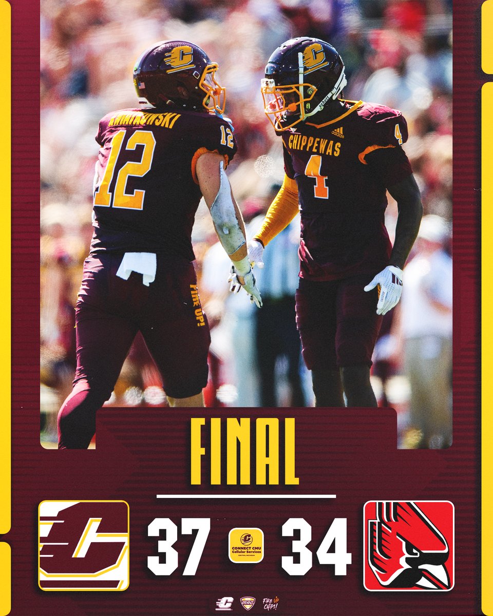 CHIPPEWAS WIN ‼️

1-0 to start MAC play!

#FireUpChips🔥⬆️🏈