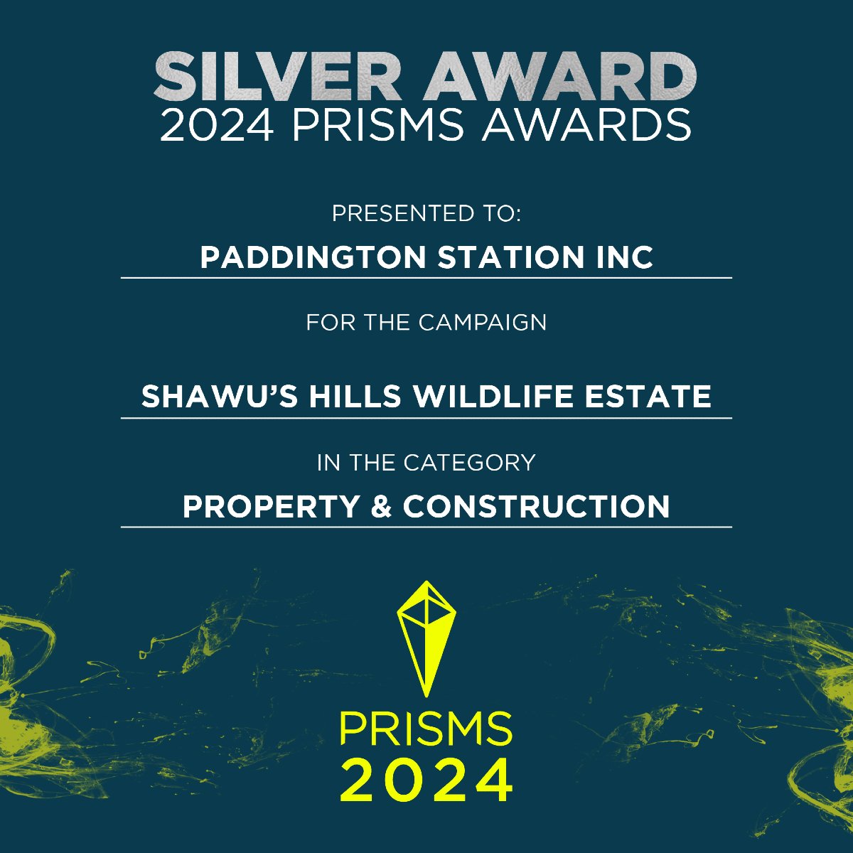 Congratulations to our PRISMS 2024 Property &amp; Construction category winner!

Silver: Shawu’s Hills Wildlife Estate - Paddington Station Inc 

#PRISMS2024