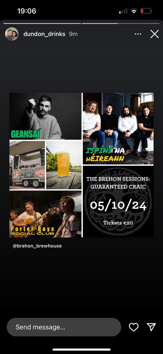 Plans on the 5th of October? Cancel them now!! We’ve an unmissable night lined up for you at #brehonsessions featuring <a href="/sausagemusic/">Ispíní na hÉireann</a> #geansai #porterboysocialclub with a bespoke menu from #A91streetfood followed by some of the best musicians having a session in the cottage