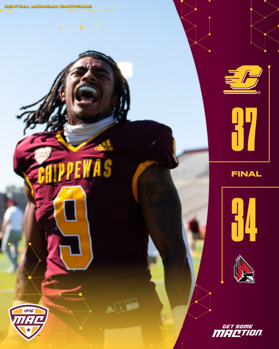 #MACtion Win #1 🤝 <a href="/CMU_Football/">Central Michigan Football</a> 

#FireUpChips 🔥⬆️🏈