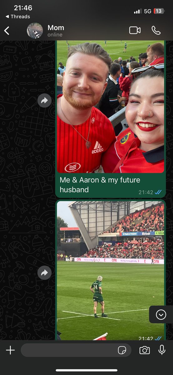 whatmolsaysnext's tweet photo. This is the best text interaction I’ve ever had with my mom 😂😭 @DrunkGriffinski #MackHansen @Munsterrugby @connachtrugby https://t.co/lJWxf0BOC7