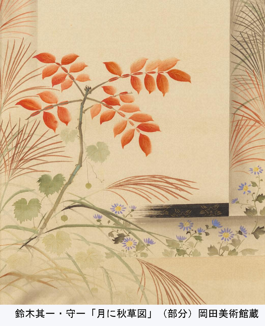 模写】江戸琳派◇市川其融 秋草図竪物 (鈴木其一 古河藩 琳派
