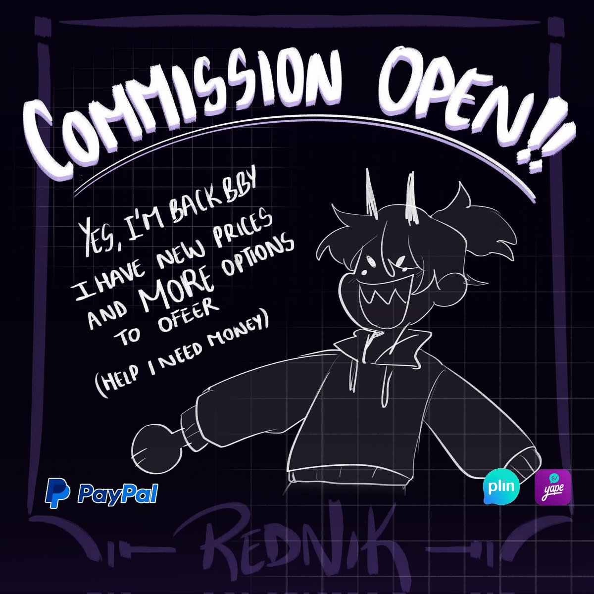RednikD's tweet image. Howdy! After a very long time... I finally updated my commissions table yipiii✨️
I would really appreciate if you share this post :'3
#comisiones #comisionesabiertas #dibujodigital #venta #arte #clipstudiopaint #chibi #sketch #lineart #fullcolor #commissions #commissionsopen