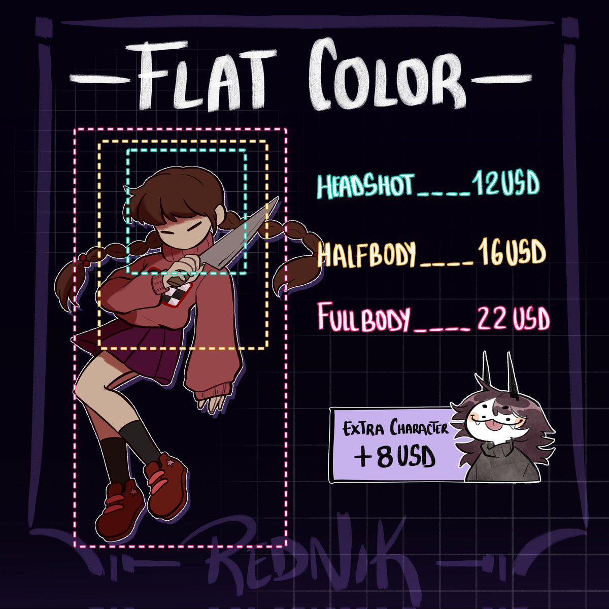 RednikD's tweet image. Howdy! After a very long time... I finally updated my commissions table yipiii✨️
I would really appreciate if you share this post :'3
#comisiones #comisionesabiertas #dibujodigital #venta #arte #clipstudiopaint #chibi #sketch #lineart #fullcolor #commissions #commissionsopen