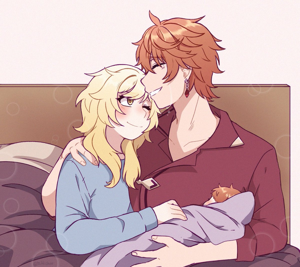 mittichuu's tweet photo. repost for #ChilumiWeek2024 day 6: domestic 

:') they had a baby

 #タル蛍 #chilumi #childe #lumine https://t.co/otatY90VUQ