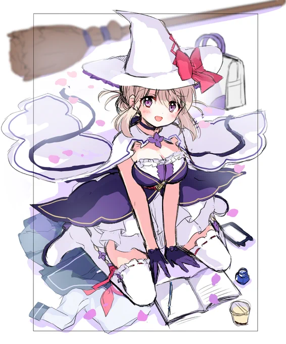 おはようございます『魔女は満月に咲く』番外編4が無料公開されました。よろしくお願いいたします。余裕なさ過ぎて更新らくがきできませんでした…!雑なラフと1巻カバーイラストです)#魔女咲く 