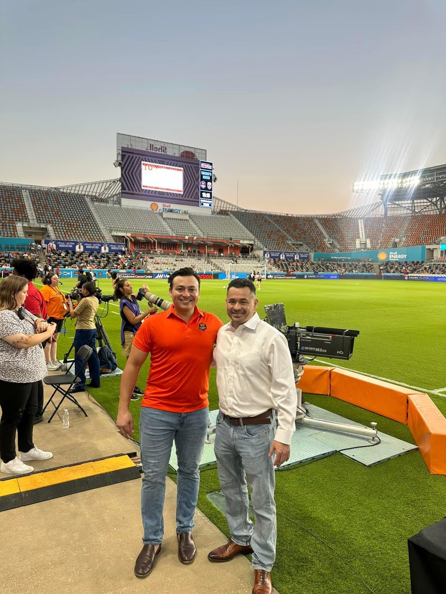 HispanicHouston's tweet photo. Congratulations to Emerging Leaders Alex Habib and Giancarlo Mitterhoher! On-field recognition at the @HoustonDash’s Noche Latina. https://t.co/WLMcJFtHQI