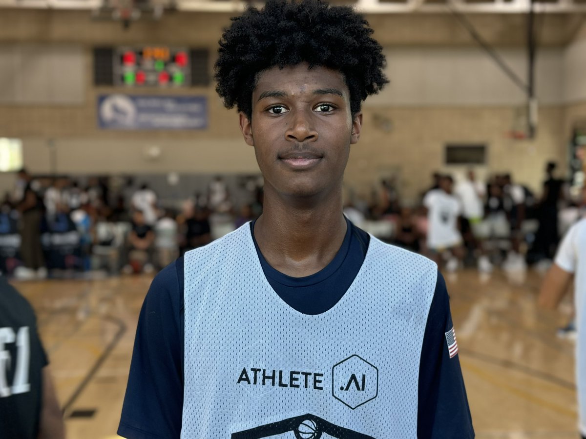 Here at the Pangos Frosh Soph Camp in Long Beach, where 6-5 W Justin Johnson (El Camino) is off to a strong start.

Wiry, run-and-jump wing type impacts both ends with his length and activity level, and can shoot the midrange jumper effectively