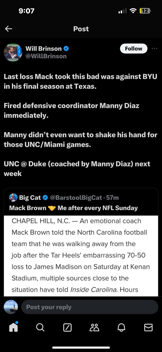 Squatchgolf's tweet photo. @DukeFBTalk With this knowledge in mind, how much of a beat down do we expect from Duke? Feel that this is curbstomping waiting to happen with the players wanting the bell and Diaz wanting the last laugh against a former HC. https://t.co/2vCpBearMr