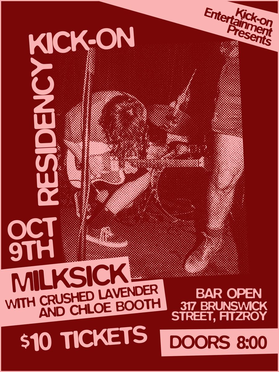 🕺 We're back at it again next month on Weds OCT 9th for Kick On Entertainment 's residency at Bar Open Fitzroy! We'll be joining Crushed Lavender and Chloe Booth for an absolutely stacked night!

baropen.oztix.com.au/outlet/event/0…

🎨 (@z4rakn0wsa11)

#australianpunk #melbournepunk