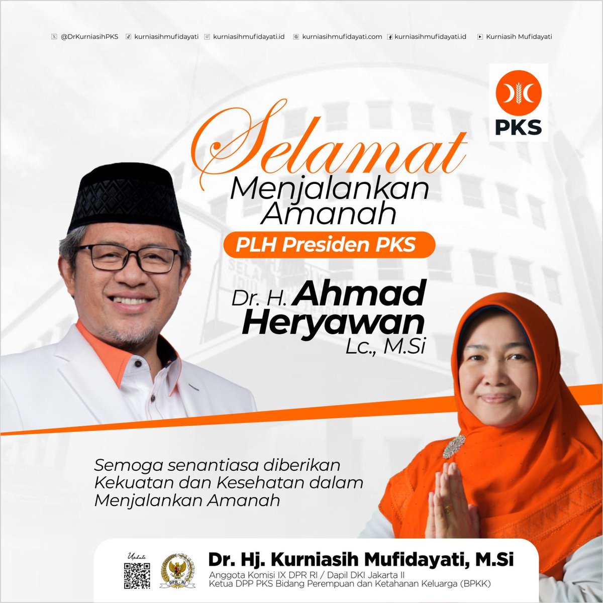 Barakallah ustadz <a href="/aheryawan/">Ahmad Heryawan</a> telah diamanahkan sebagai Pelaksana Harian (Plh) Presiden PKS.

Semoga senantiasa diberikan kelancaran dalam menjalankan amanah, Aamiin 🤲🏻 

#pks #PKSpembelarakyat #partaikeadilansejahtera