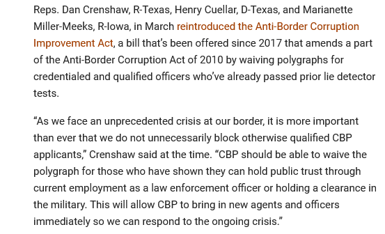 McPhersonHall's tweet photo. #MN08 @RepPeteStauber's letter complains about the requirement that CBP applicants successfully complete a polygraph examination.
Gosh, should they be expected to pass the test to be hired ?
WHY didn't @PeteStauber sponsor #HR596 which would waive the requirement ?
#UnseatPete https://t.co/oP7kqlBSGD