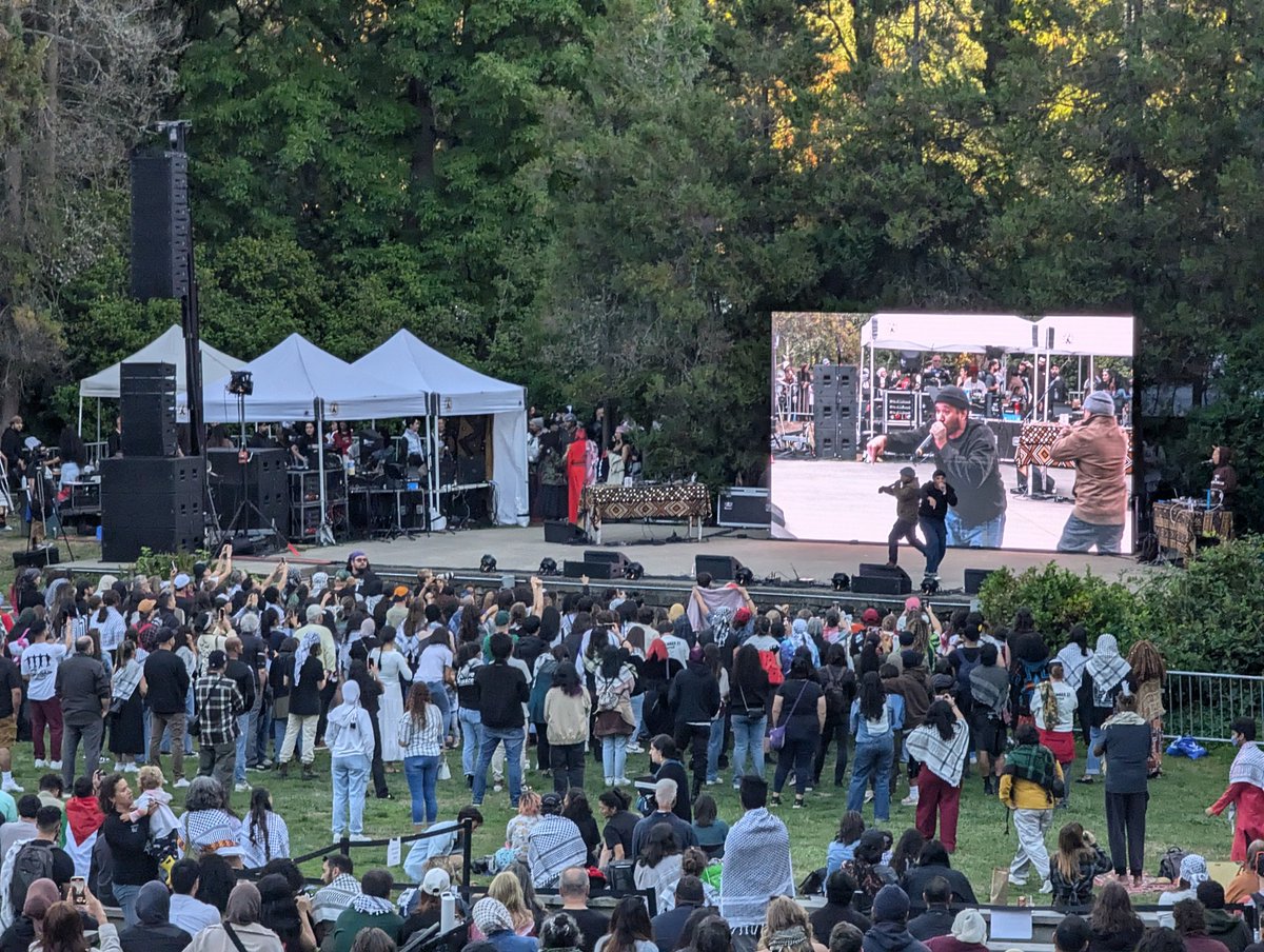 GuyOron's tweet photo. Palestine Will Live Forever fest was beautiful. So many people coming together to celebrate community, stand in solidarity with Palestinians and raise $120,000+ for relief charities. Motaz Azaiza made a surprise appearance and was showered with love https://t.co/jHoZSdjDZX