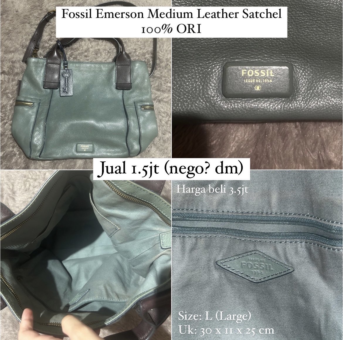 siniditulisin's tweet image. WTS TAS FOSSIL ORI

👜 Fossil Emerson Medium Leather Satchel
👜 100% Authentic 
👜 Leather
👜 L Large (30 x 11 x 25 cm)
💰 1.5JT (Nego? DM)
📦 COD JKT area, JNE/JNT

#wtsfossil #tasfossil #jualtas #jualfossil #prelovedbag #secondhandbag #jualtasbranded #tassecond #zonauang