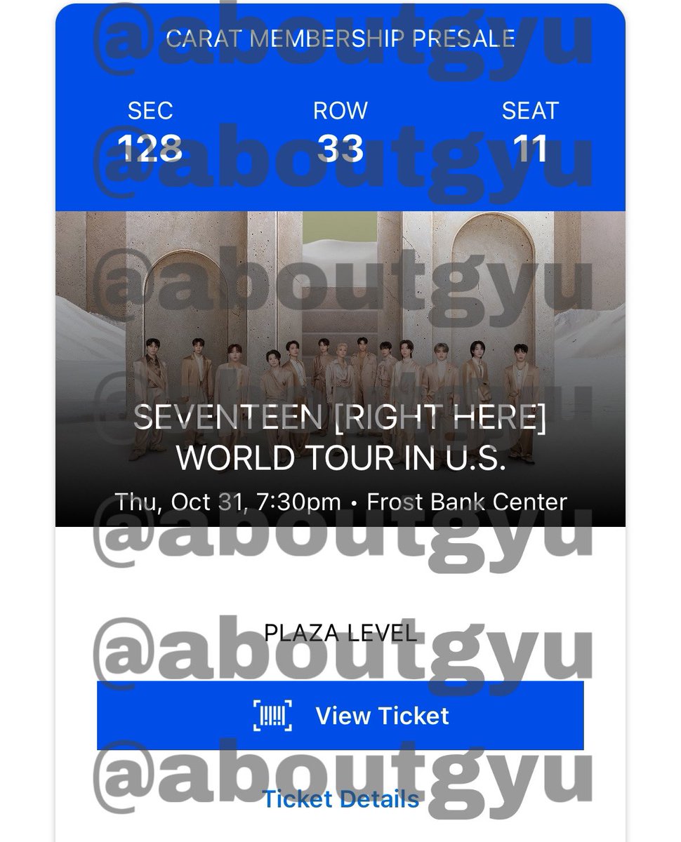 aboutgyu's tweet photo. [WTS] SEVENTEEN right here tour in San Antonio Day 1 (10/31)

-rfs: can no longer attend
-selling for FV ($170) 
-will show proof of purchase
-can ft/video call during transfer
-accept G&amp;S (w fee added to price)
-paypal, venmo, or zelle
-also selling on ig @/gyuchantrades https://t.co/jMMLuCG2Zs