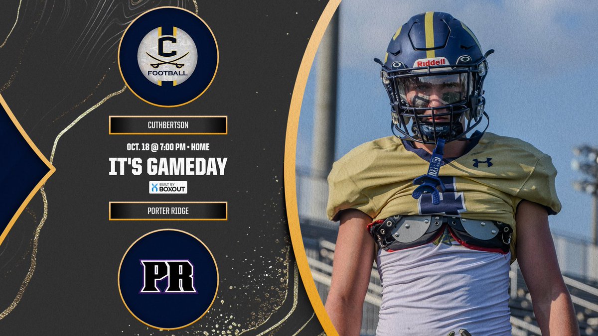 Cuthbertson Football (@chs_cavsfb) on Twitter photo WEEK 8 vs. PORTER RIDGE 🚨
****HOMECOMING GAME****
🏆 | GOLD OUT
📆 | Friday, October 18th
📍 | 7:00 PM @ Cavalier Stadium
#GoCavs | <a href="/dukehwt/">Duke Howell</a> <a href="/coach_cmattison/">Cam Mattison</a> WEEK 8 vs. PORTER RIDGE 🚨
****HOMECOMING GAME****
🏆 | GOLD OUT
📆 | Friday, October 18th
📍 | 7:00 PM @ Cavalier Stadium
#GoCavs | <a href="/dukehwt/">Duke Howell</a> <a href="/coach_cmattison/">Cam Mattison</a>