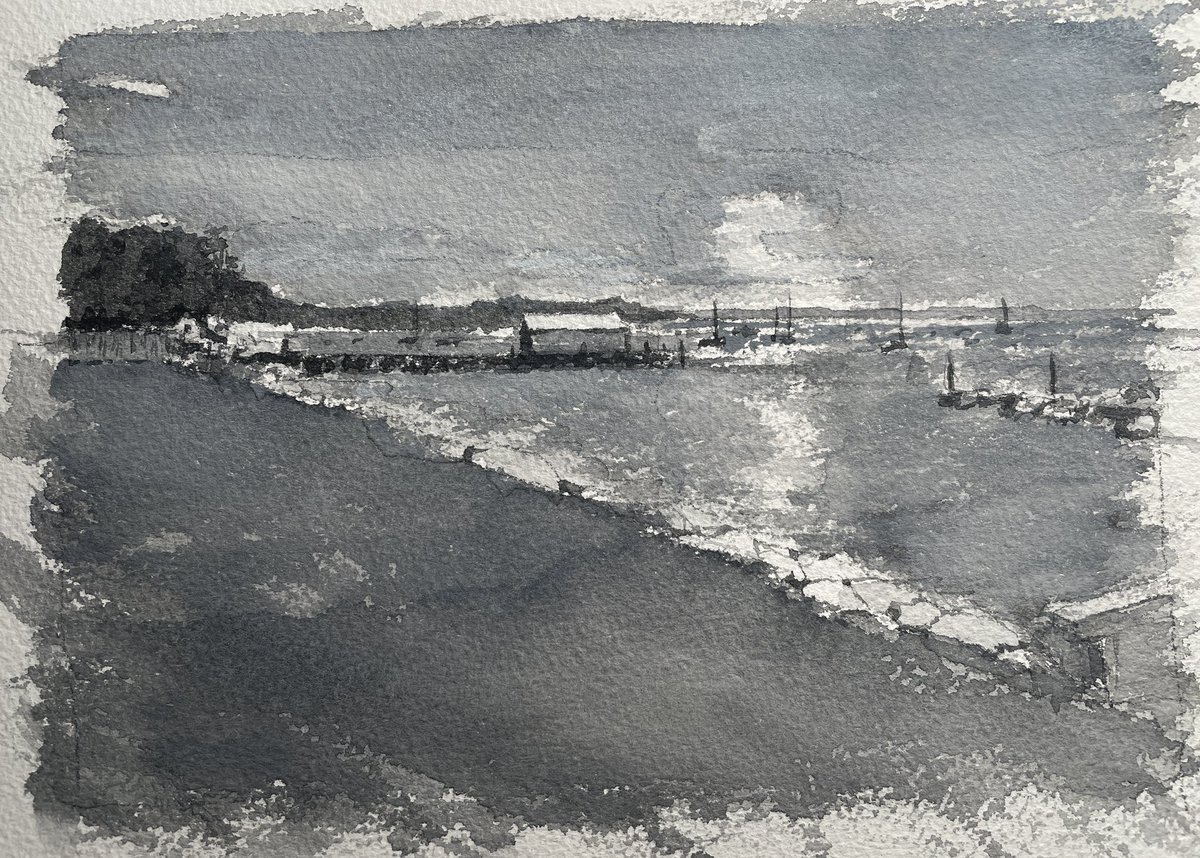 daviddpearce's tweet image. Or maybe a nocturne #valuesketch #Harpswell #Maine #watercolor #maybe #seascape #ddpearcefineart