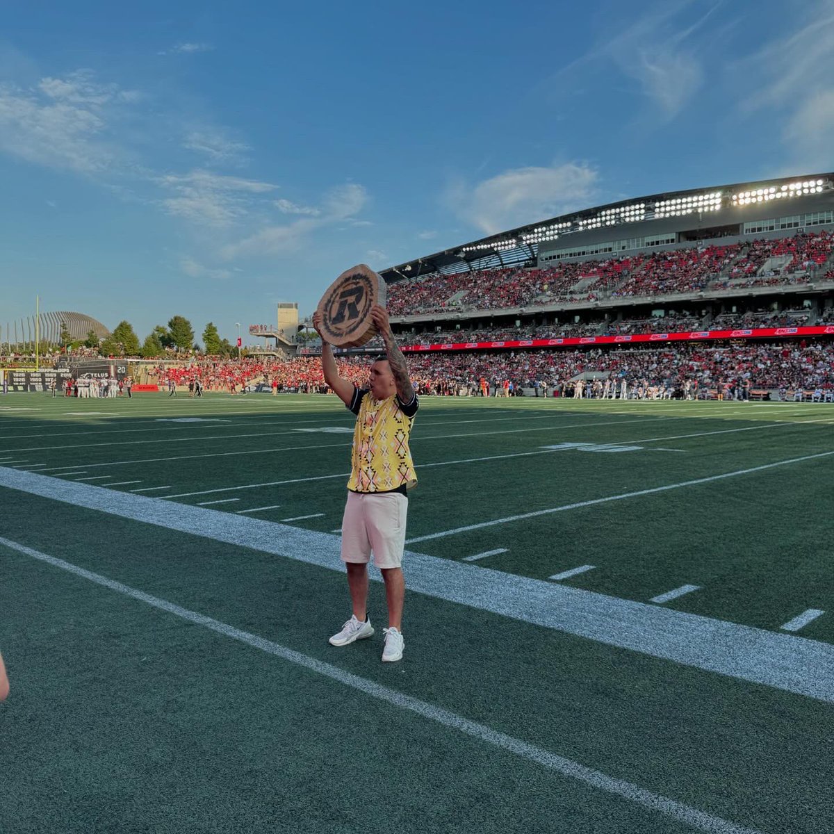 Wow, what an incredible day! 😁 A huge miigwech (Thank you) to the <a href="/OttawaRedBlacks/">Ottawa Red Blacks</a> and the <a href="/OSEGFoundation/">OSEGFoundation</a> for presenting me with their Wood Cookie award and recognizing the work I’ve been doing throughout the years.